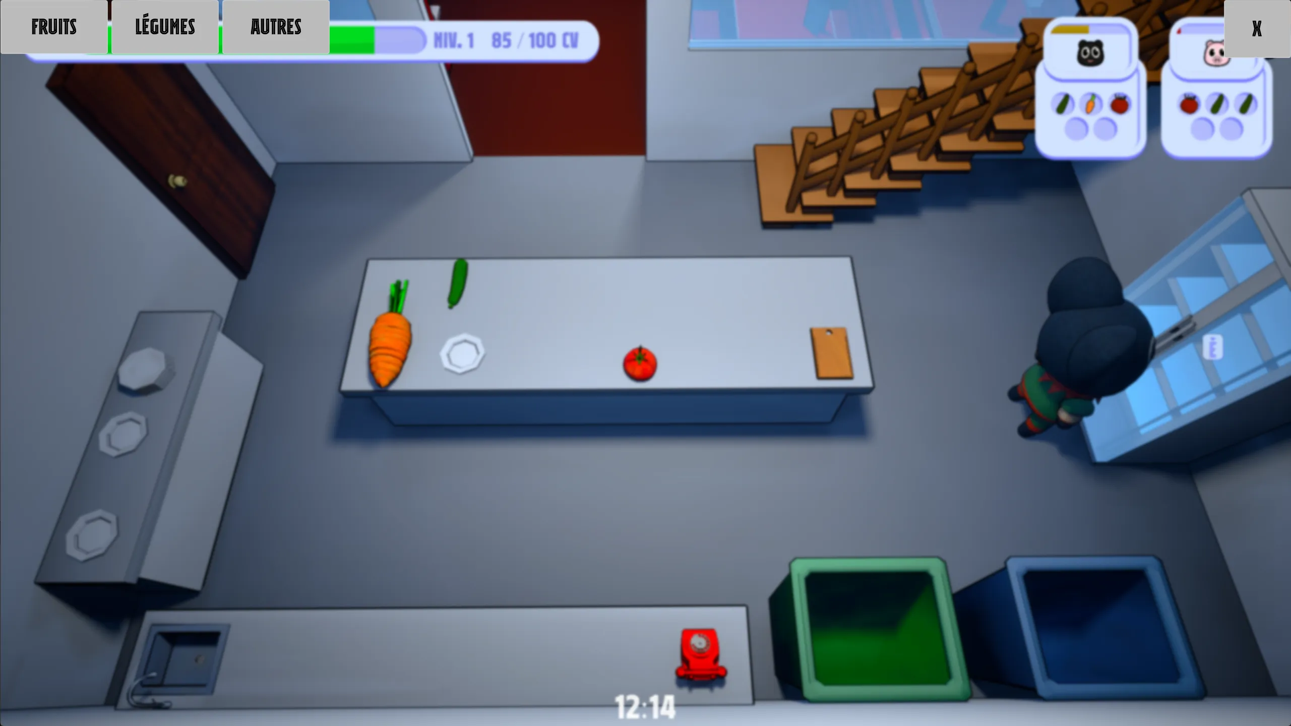 Image en jeu du joueur dans la cuisine du restaurant