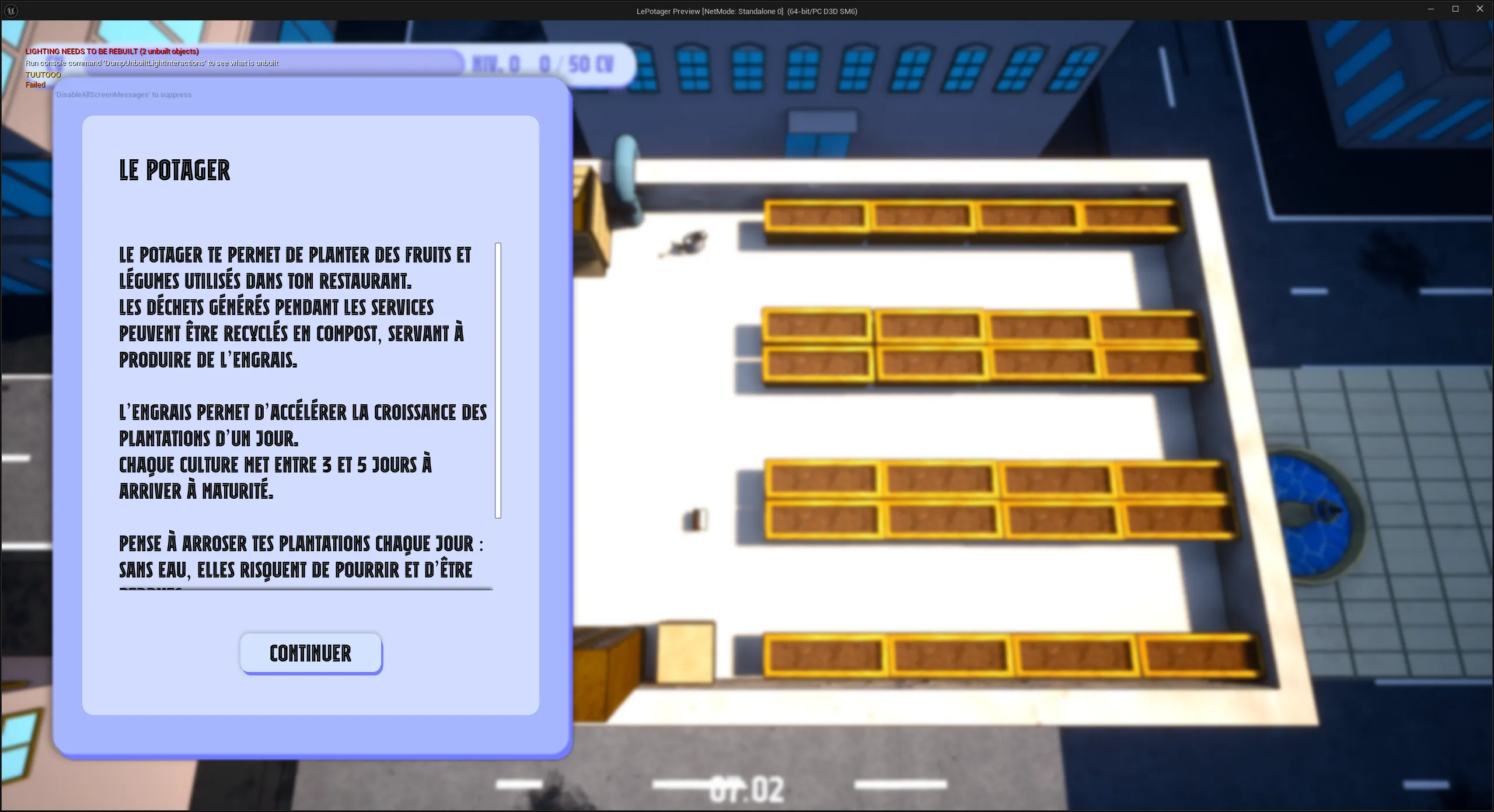 Image de l'interface en jeu du système de tutoriel